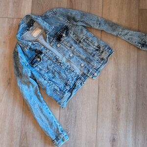 Free people distressed denim jacket size S